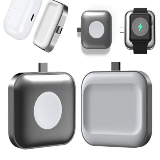 Porodo Dual-Dock Wireless Charger For Watch - Earbuds - Gray